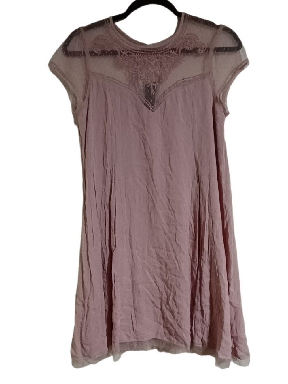 Francesca’s Pink Lace Sheer Overlay Mini Dress Y2K Romantic Boho Size M NWT